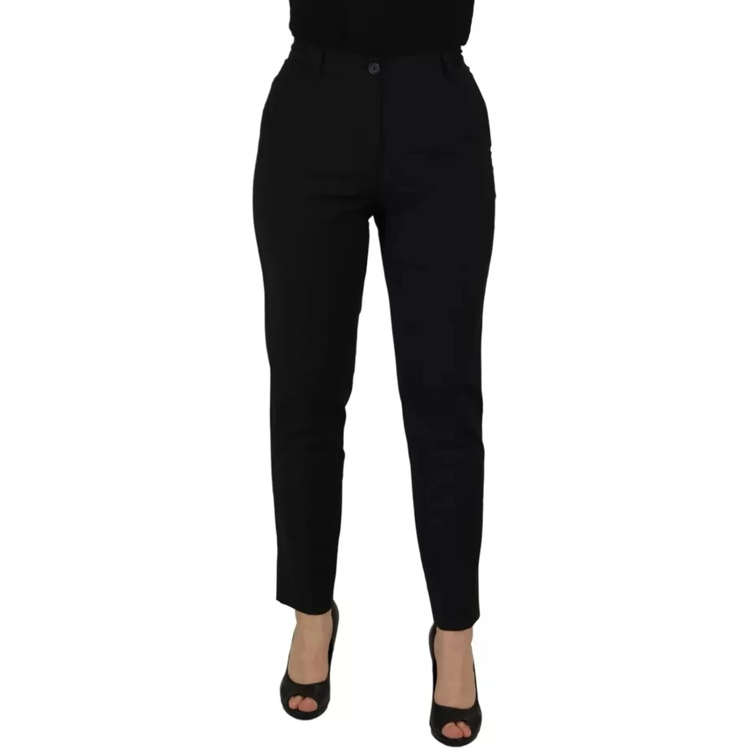 Black High Waist Tapered Trouser Pants