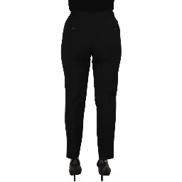 Black High Waist Tapered Trouser Pants