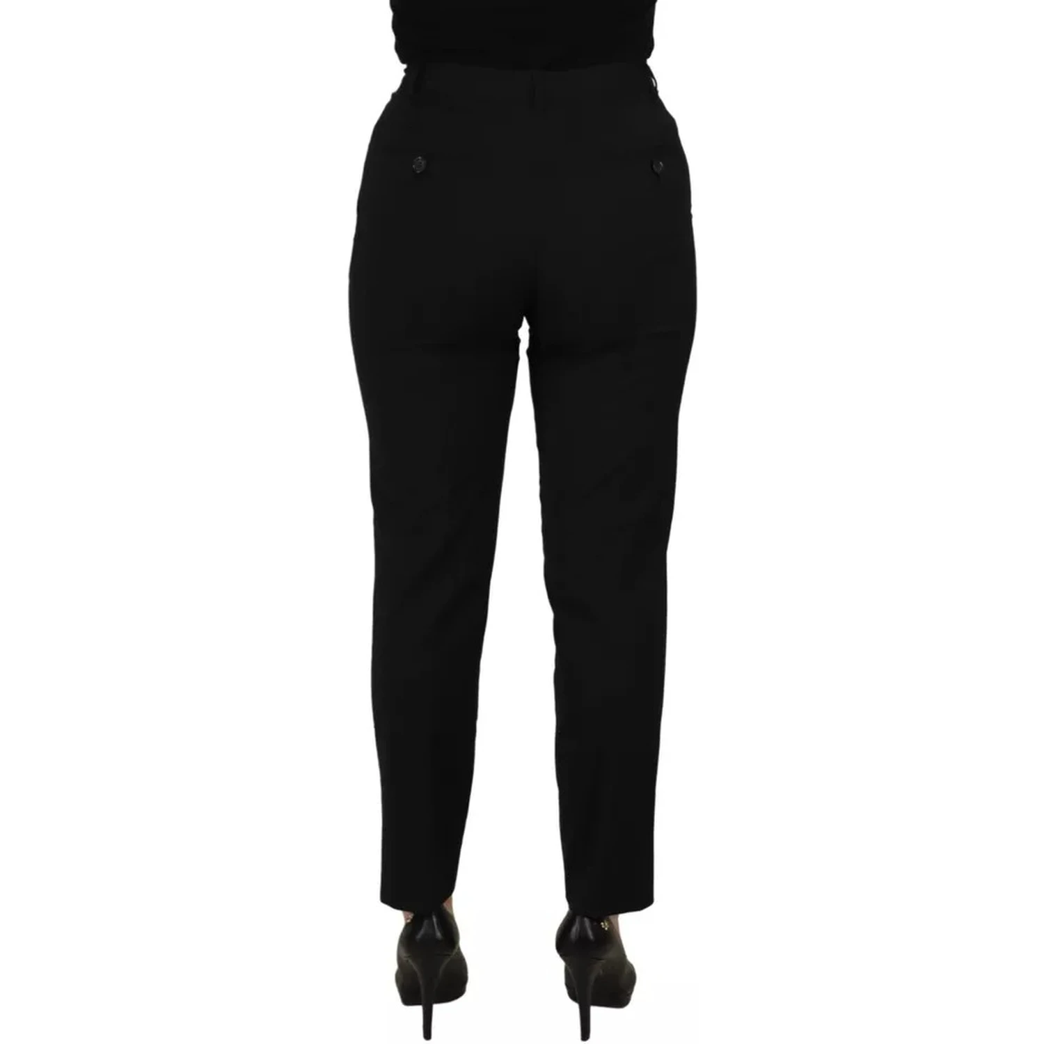Black High Waist Tapered Trouser Pants