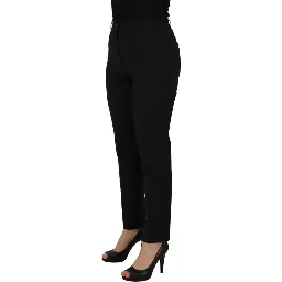 Black High Waist Tapered Trouser Pants