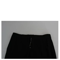 Black Wool Stretch Cropped Capri Trouser Pants