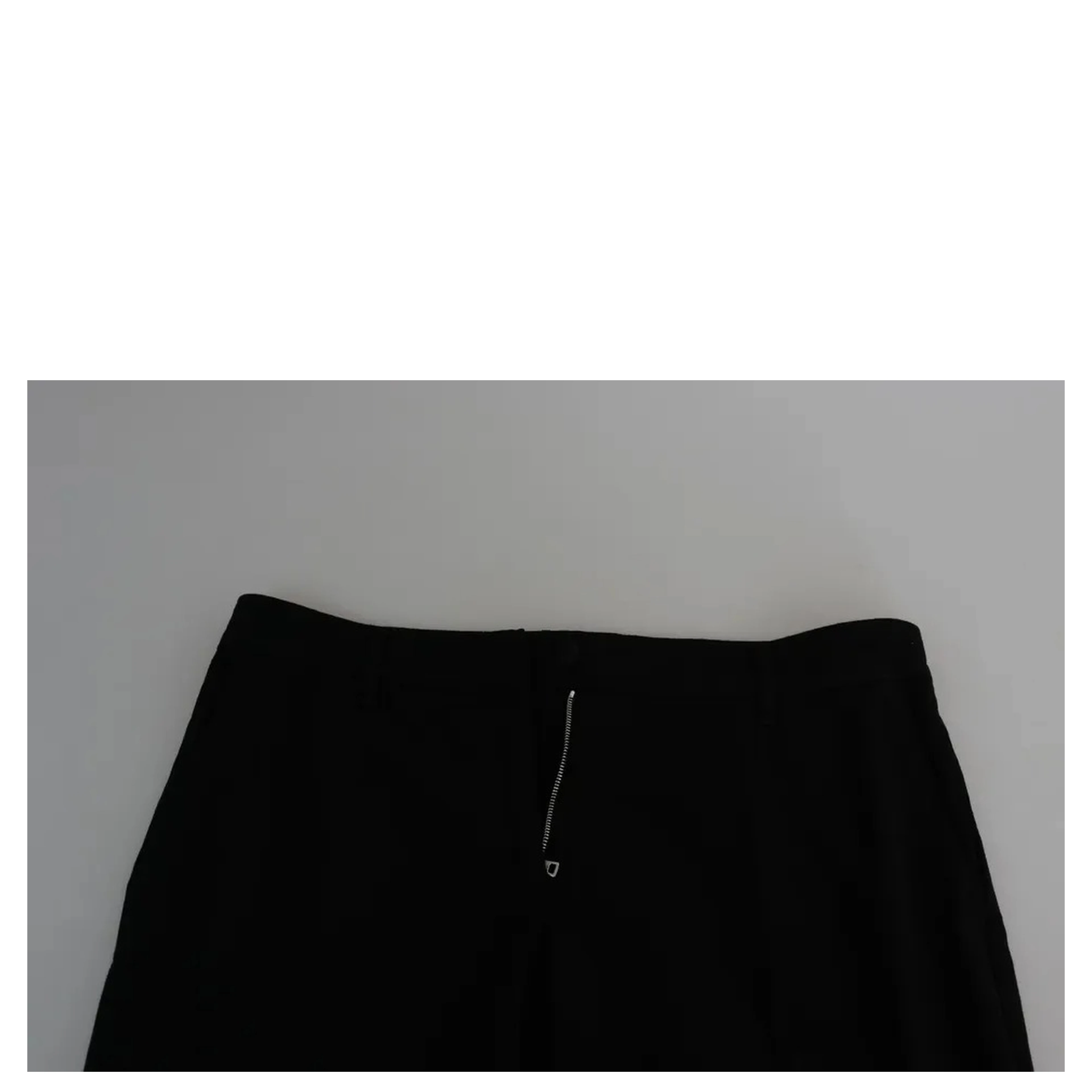 Black Wool Stretch Cropped Capri Trouser Pants