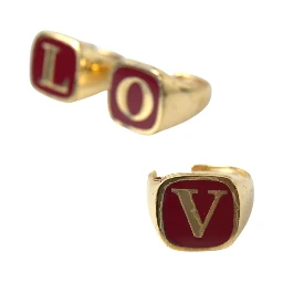 Gold Brass LOVE Enamel Set of 3 Ring