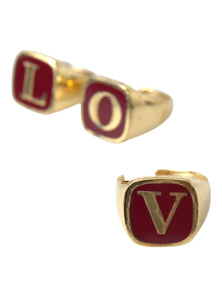 Gold Brass LOVE Enamel Set of 3 Ring alternative
