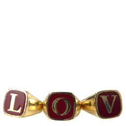 Gold Brass LOVE Enamel Set of 3 Ring