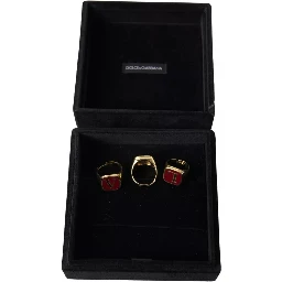 Gold Brass LOVE Enamel Set of 3 Ring