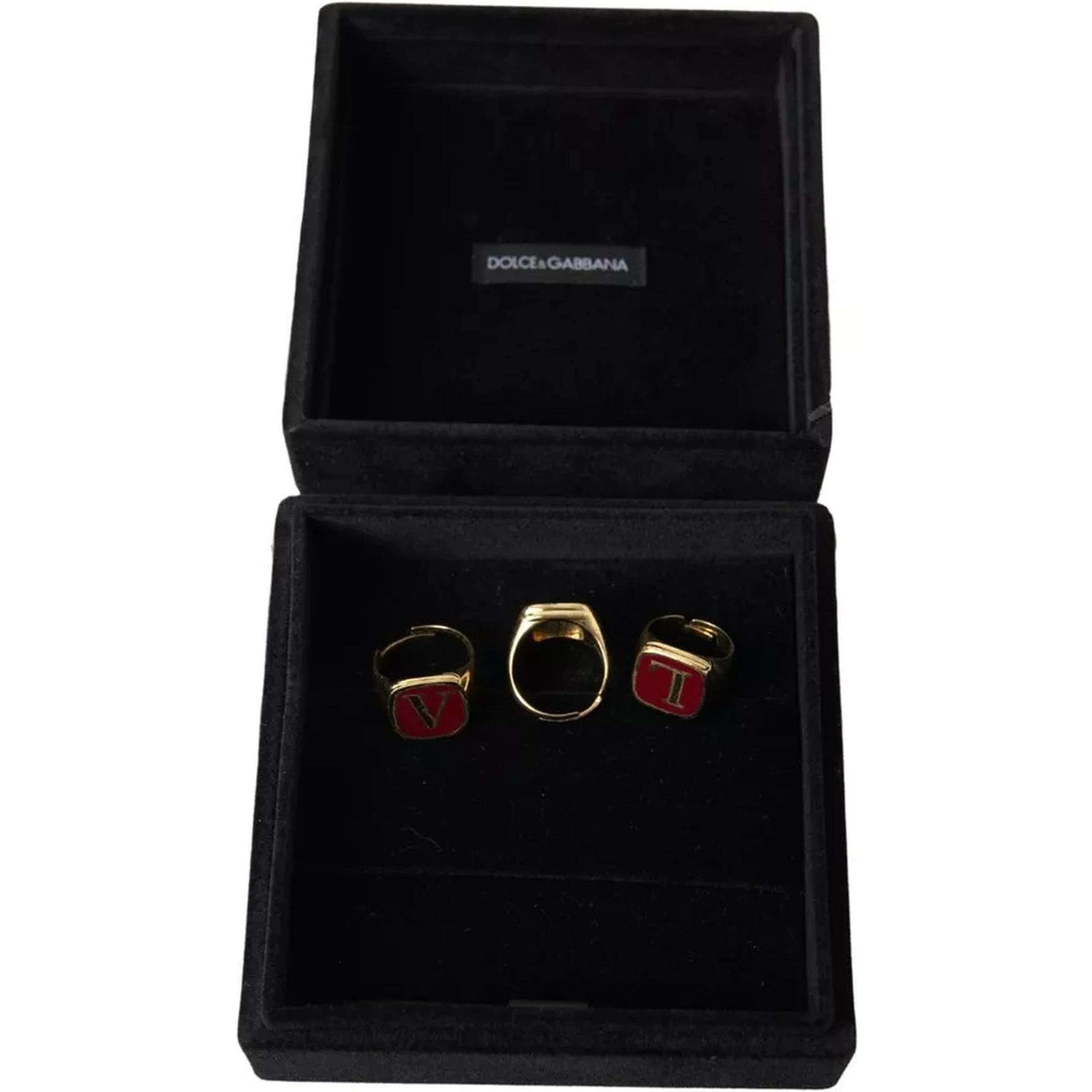 Gold Brass LOVE Enamel Set of 3 Ring