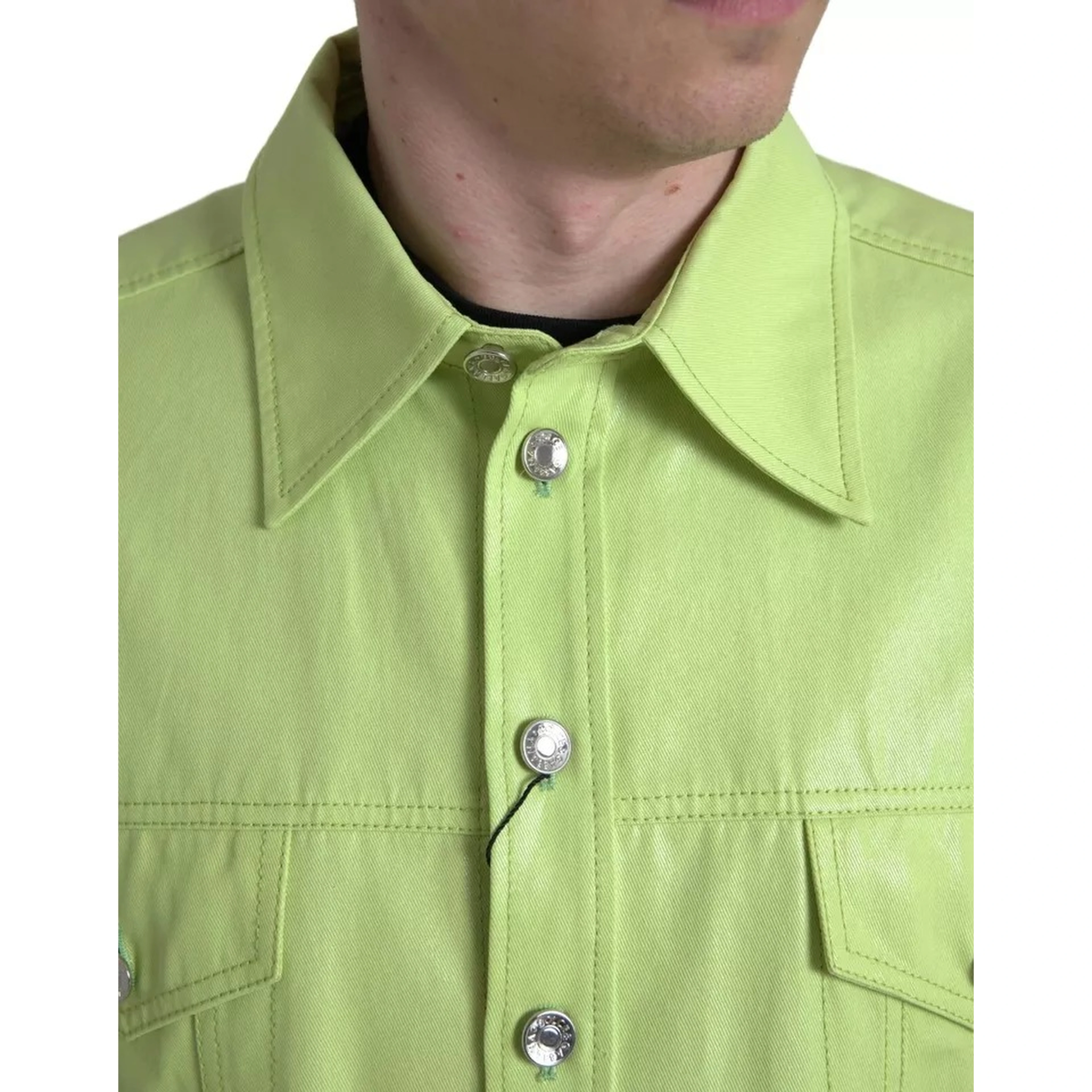 Green Cotton Collared Casual Button Down Shirt
