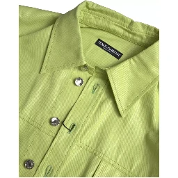 Green Cotton Collared Casual Button Down Shirt