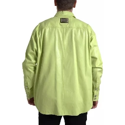 Green Cotton Collared Casual Button Down Shirt