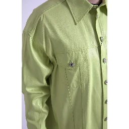 Green Cotton Collared Casual Button Down Shirt