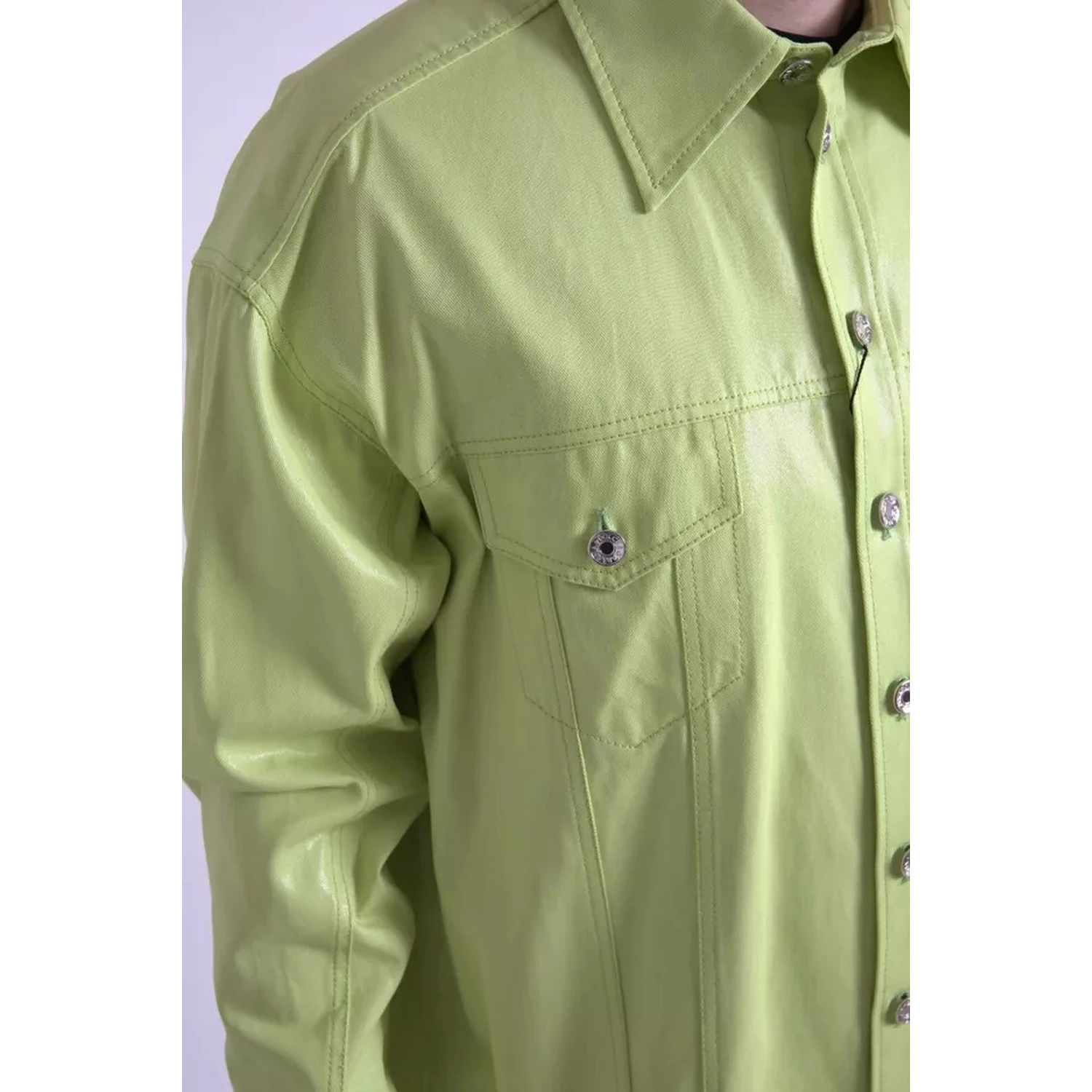 Green Cotton Collared Casual Button Down Shirt