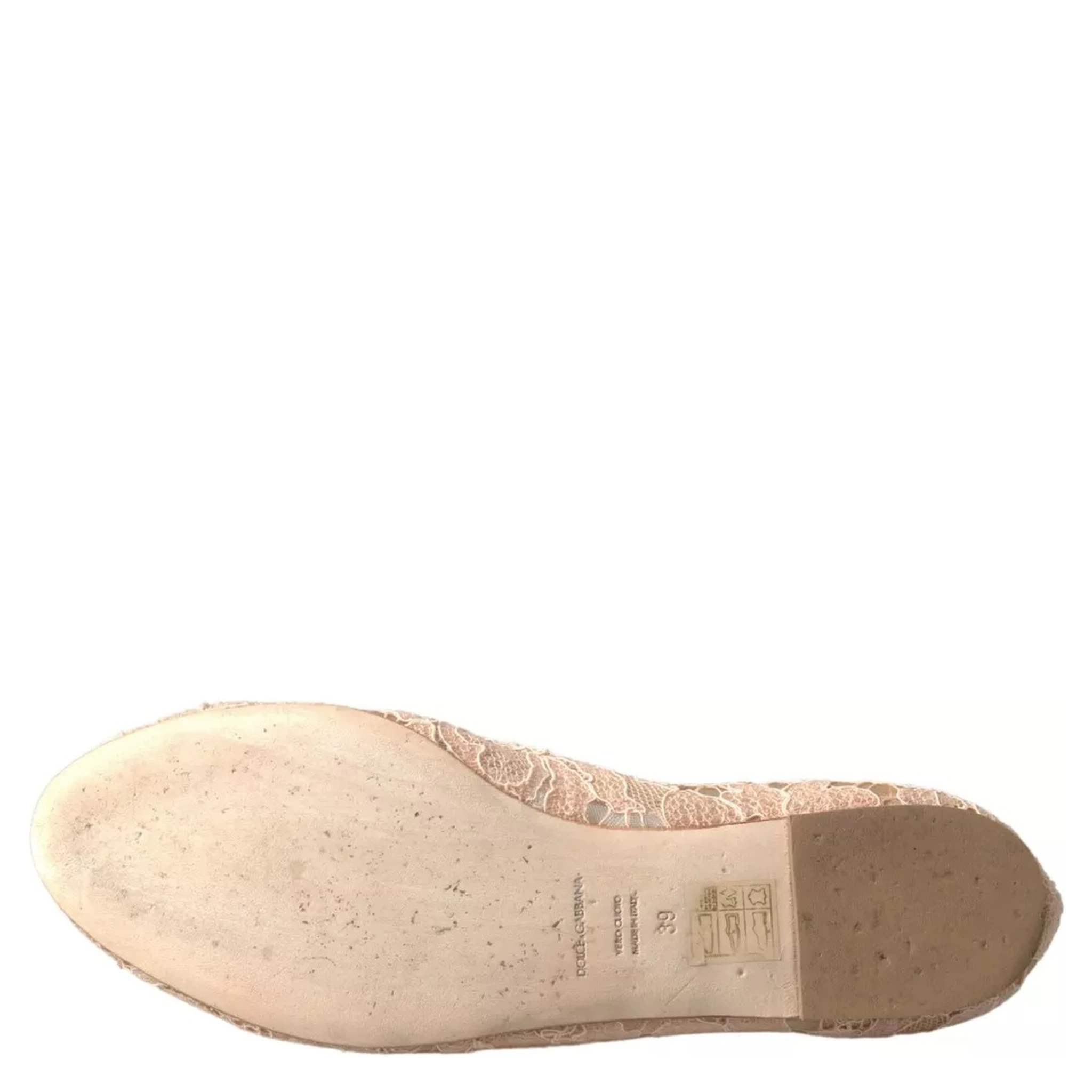 Beige Floral Lace Loafers Flats Shoes