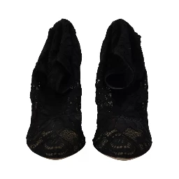 Black Stretch Socks Taormina Lace Boots Shoes
