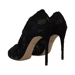 Black Stretch Socks Taormina Lace Boots Shoes