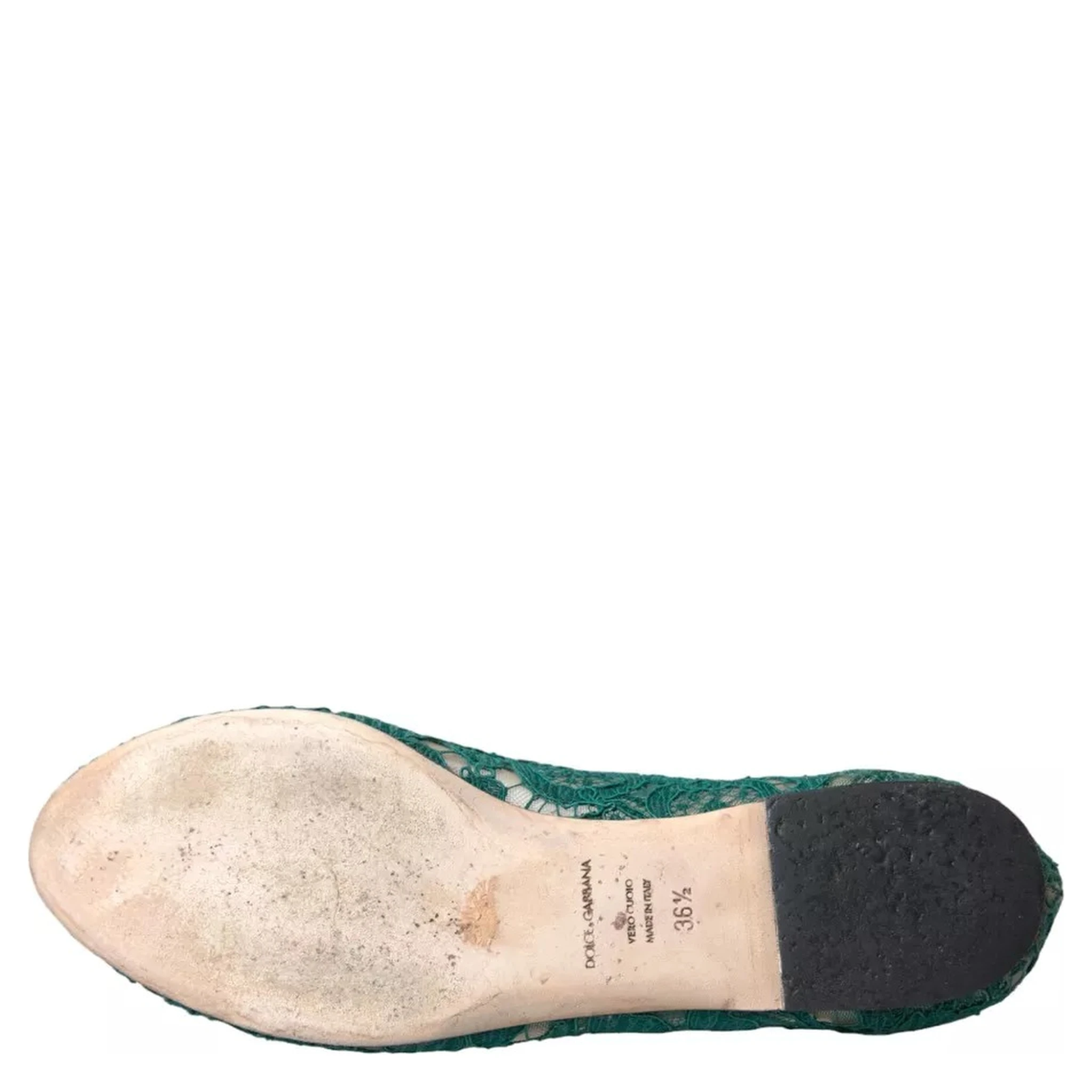 Green Taormina Lace Slip On Flats Shoes