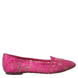 Pink Taormina Lace Slip On Flats Shoes