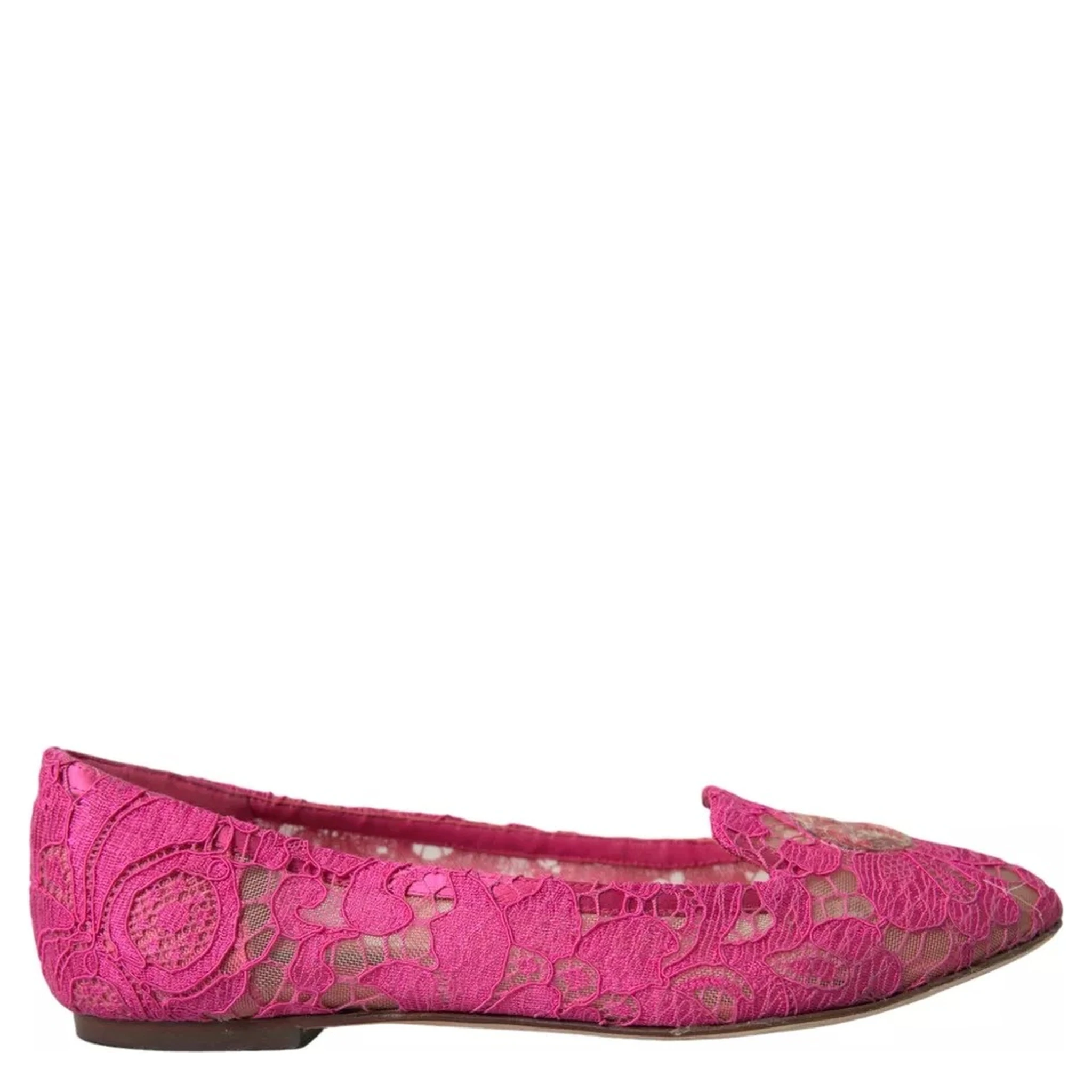 Pink Taormina Lace Slip On Flats Shoes