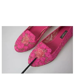 Pink Taormina Lace Slip On Flats Shoes