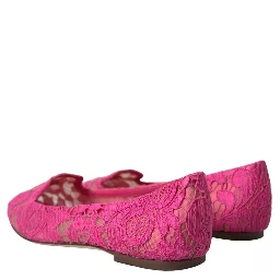 Pink Taormina Lace Slip On Flats Shoes