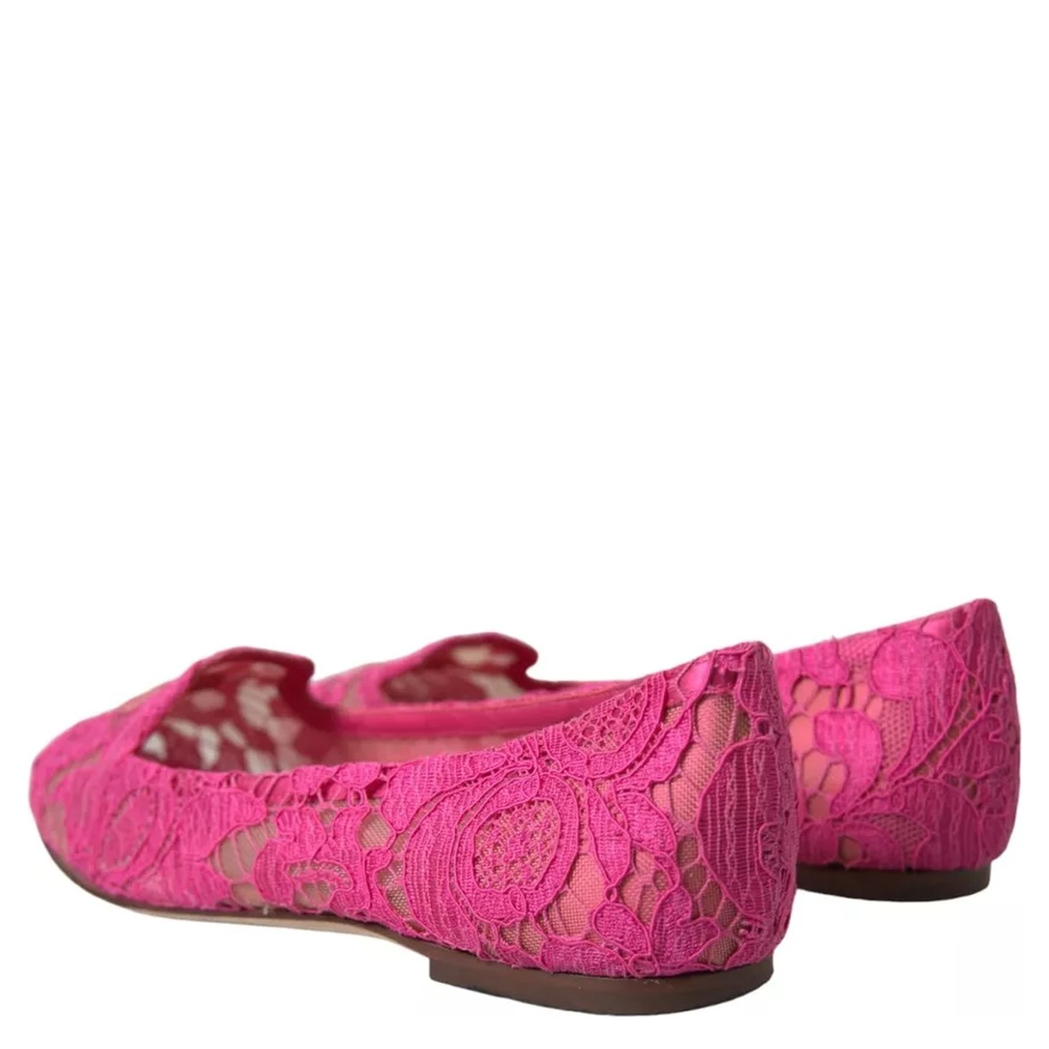 Pink Taormina Lace Slip On Flats Shoes