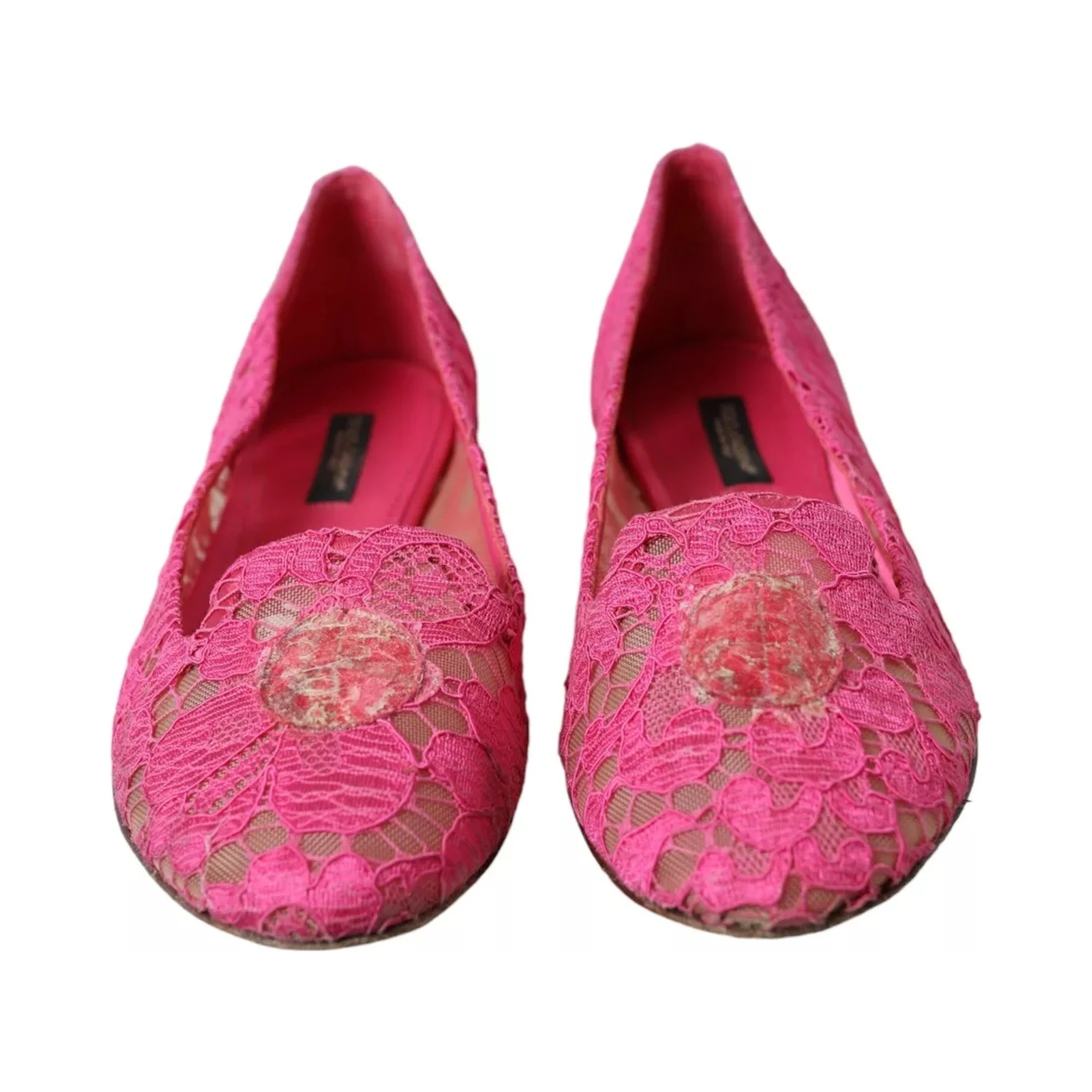 Pink Taormina Lace Slip On Flats Shoes
