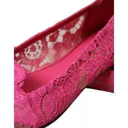 Pink Taormina Lace Slip On Flats Shoes