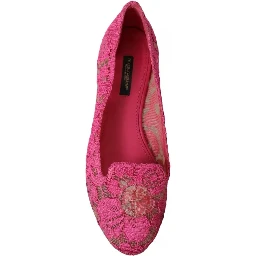 Pink Taormina Lace Slip On Flats Shoes
