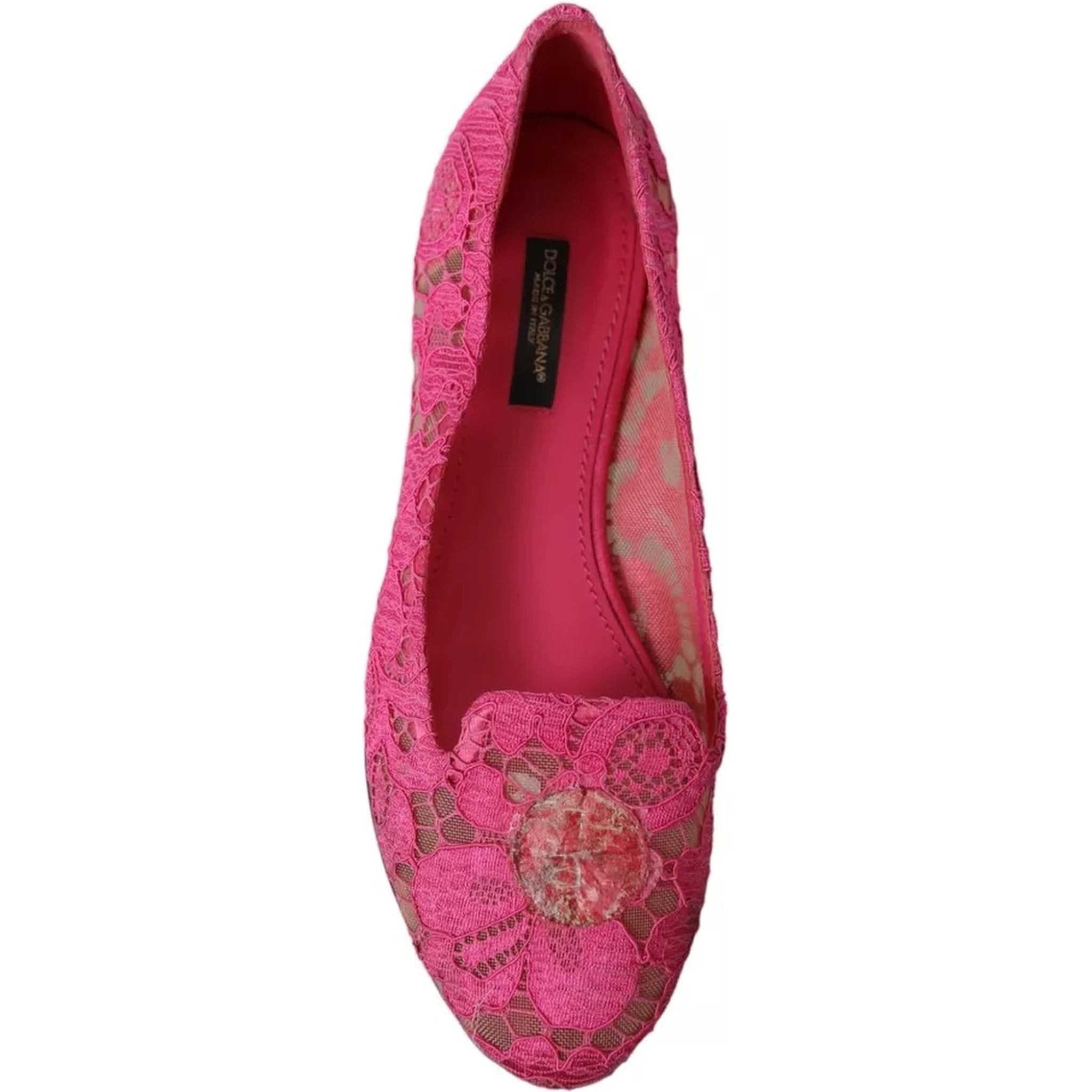 Pink Taormina Lace Slip On Flats Shoes