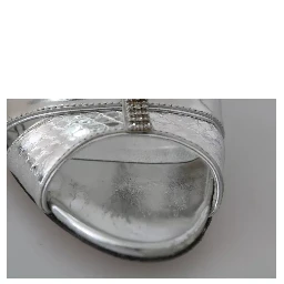 Silver Crystals T-strap Sandals Leather Shoes