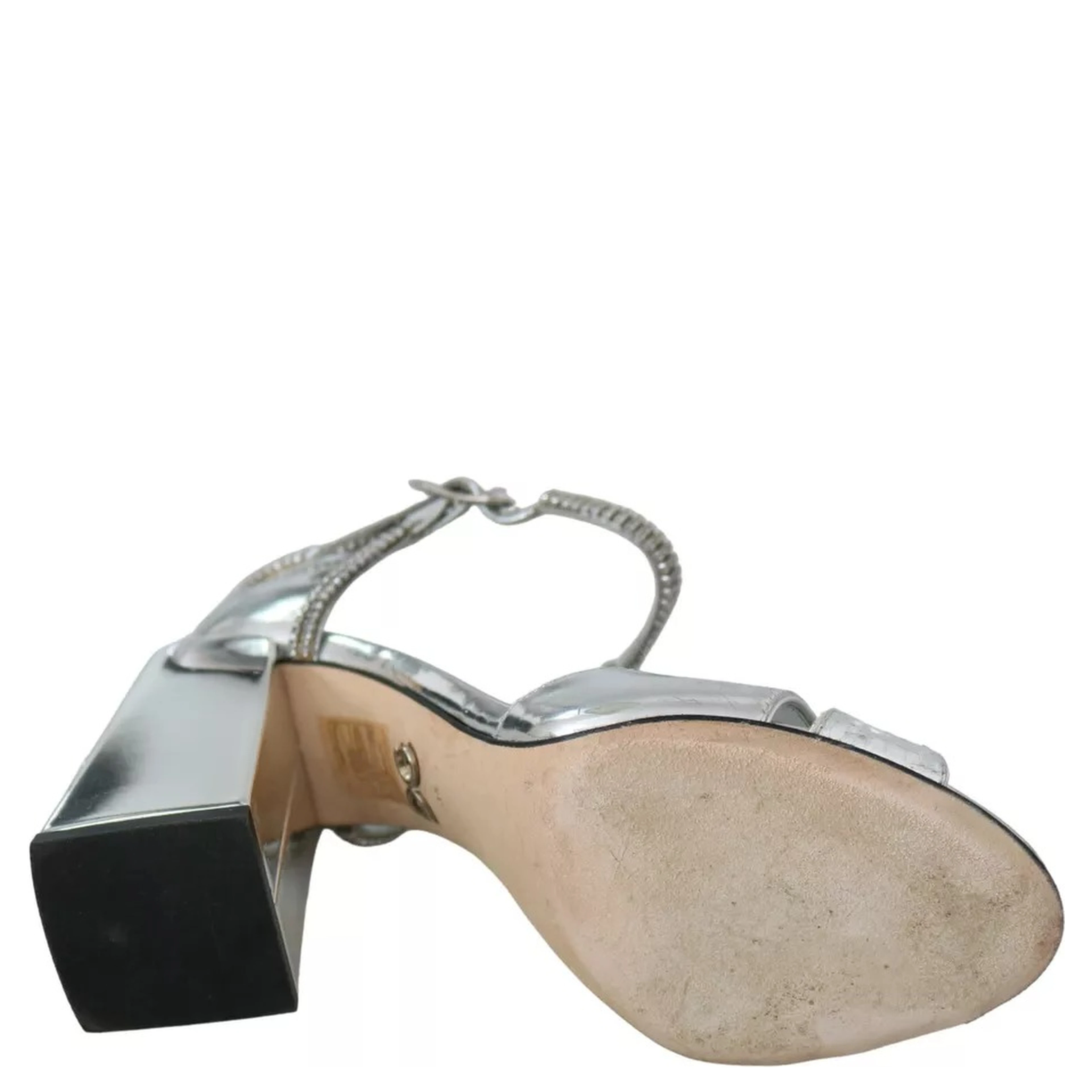 Silver Crystals T-strap Sandals Leather Shoes
