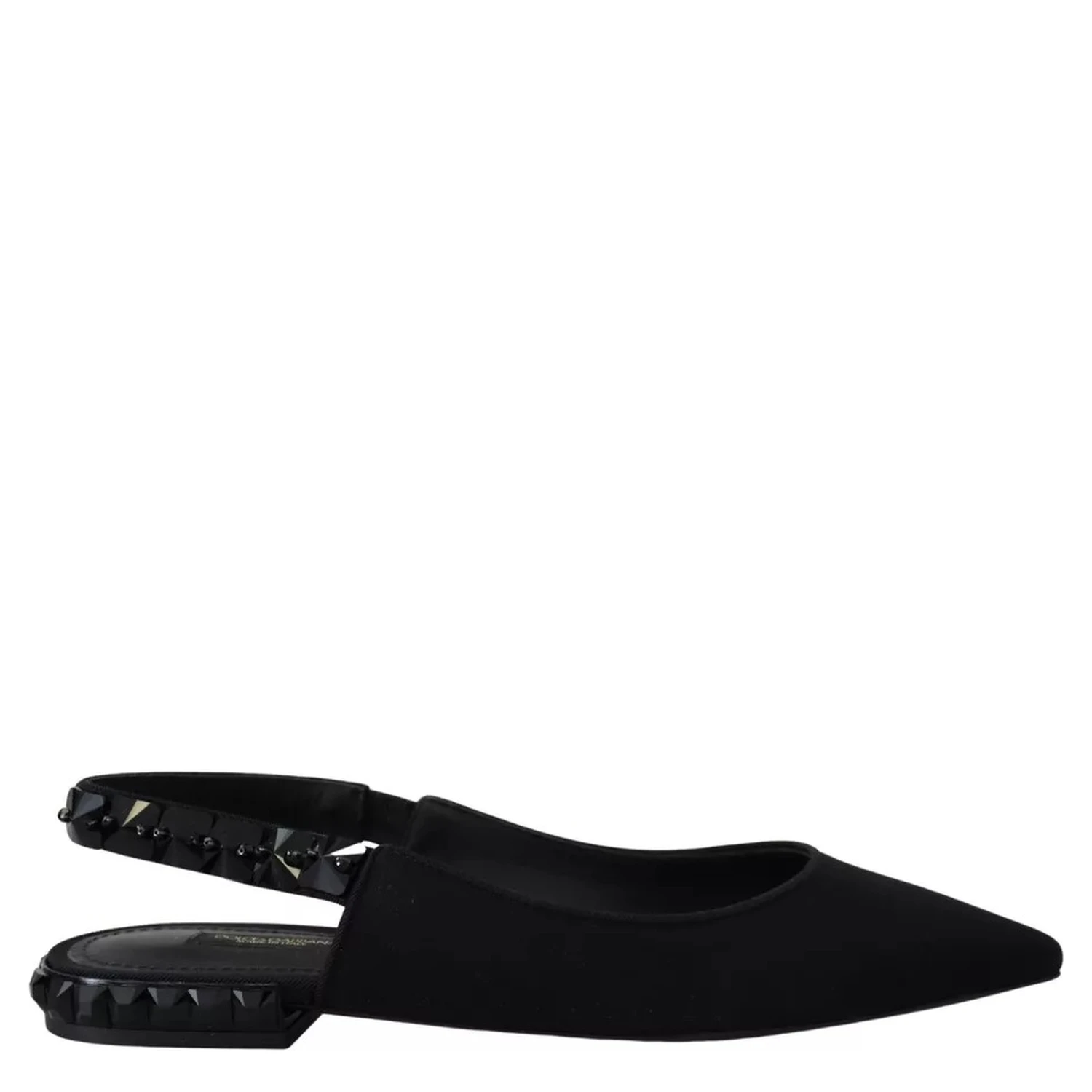 Black Flats Crystal Slingback Charmeuse Shoes