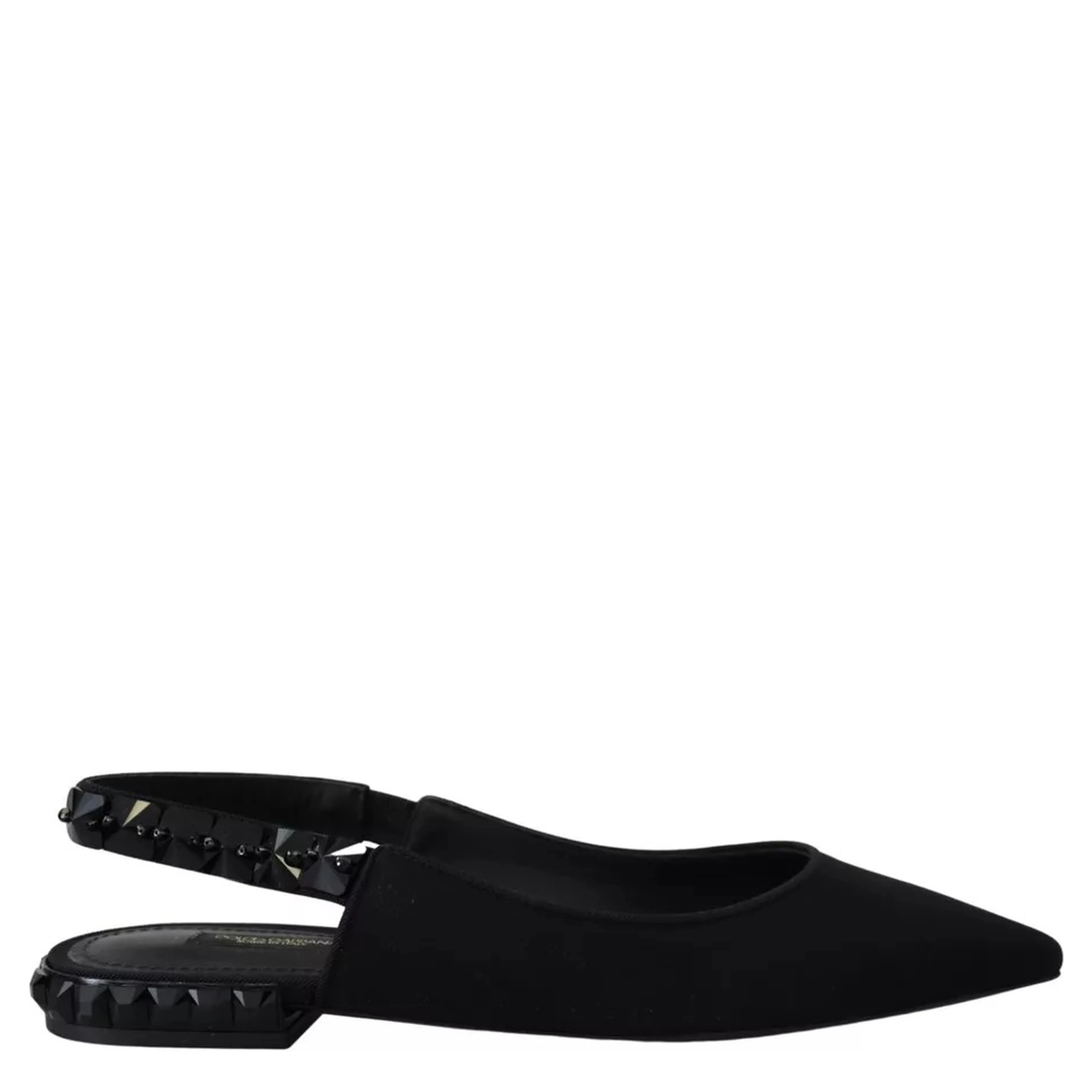 Black Flats Crystal Slingback Charmeuse Shoes