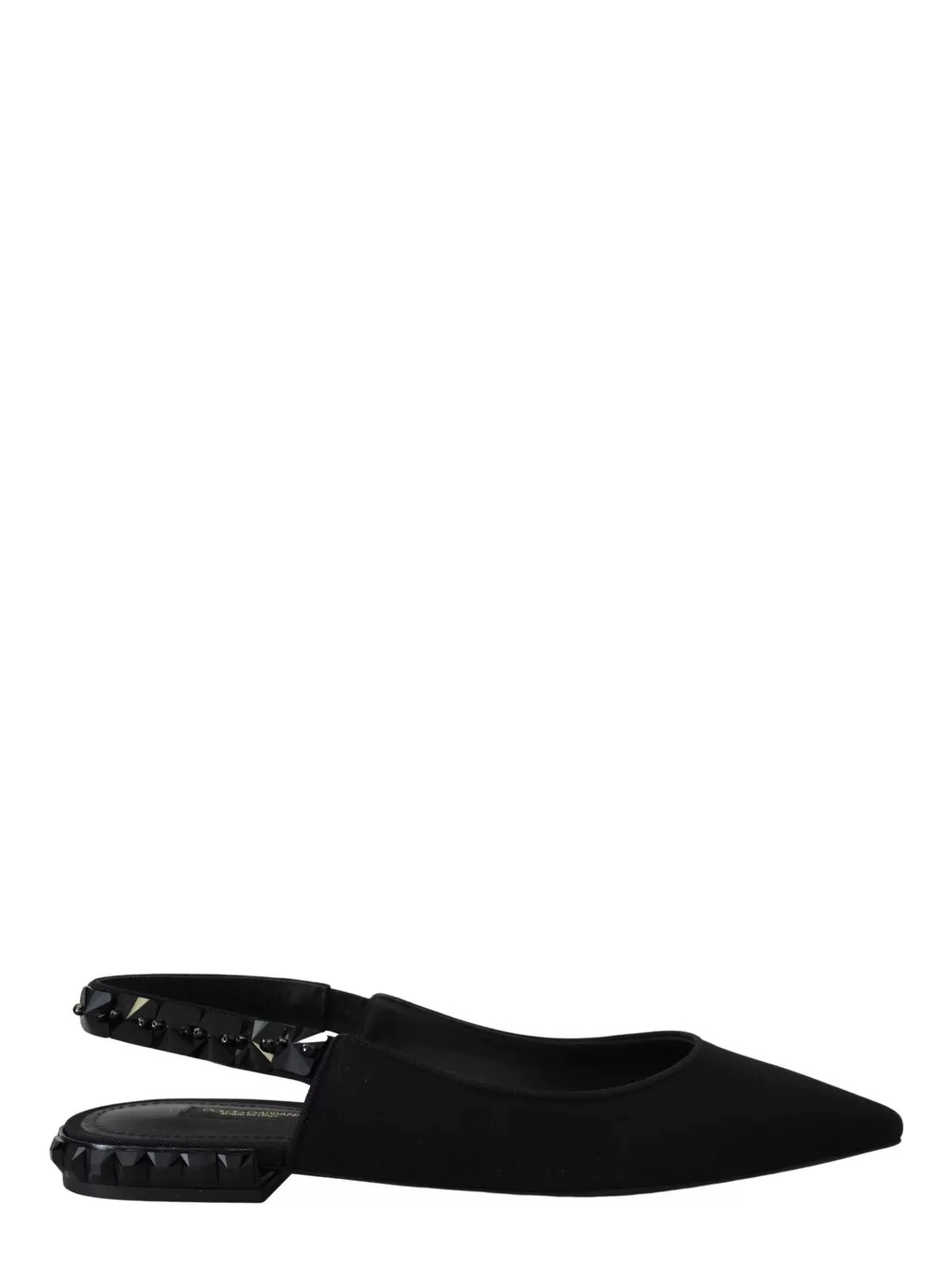 Black Flats Crystal Slingback Charmeuse Shoes
