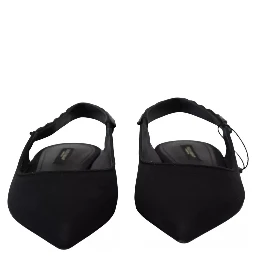 Black Flats Crystal Slingback Charmeuse Shoes