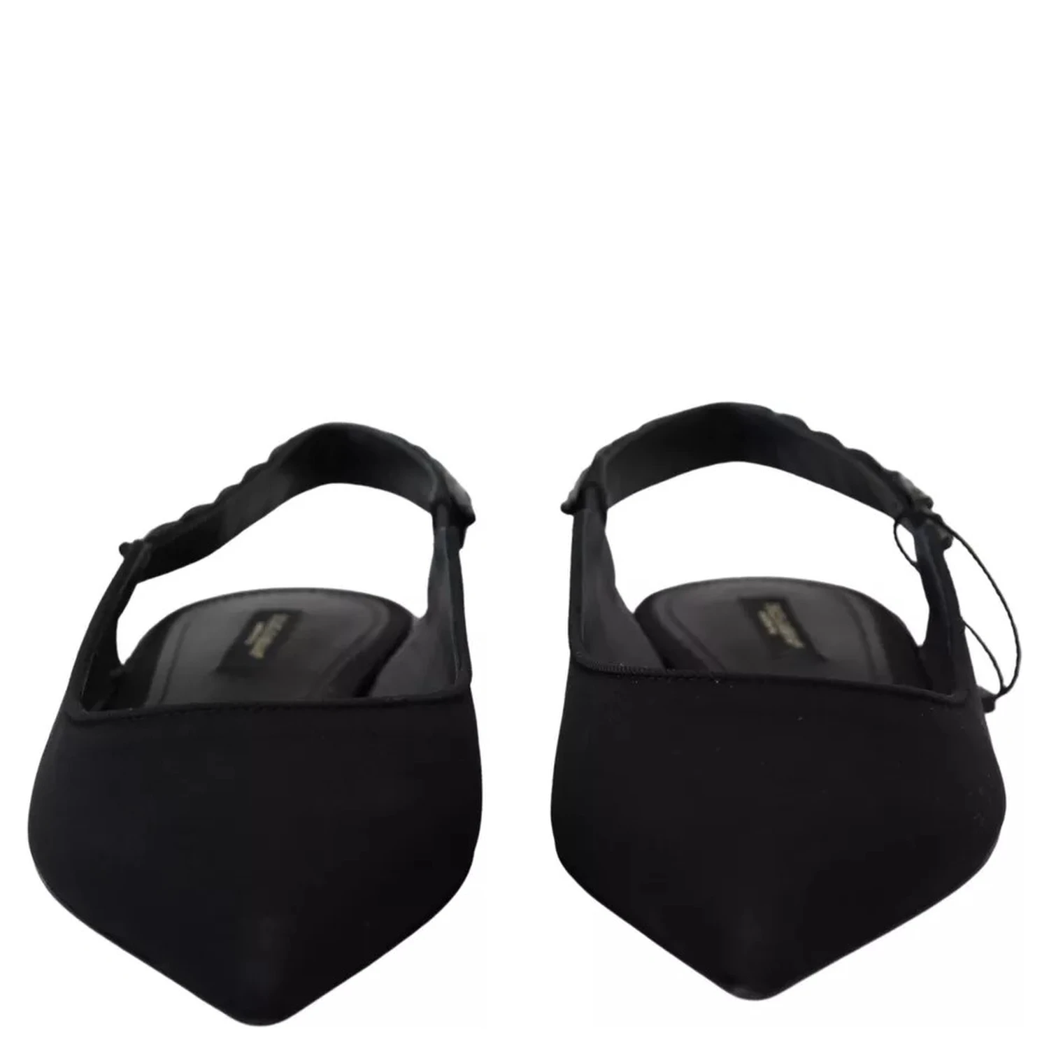 Black Flats Crystal Slingback Charmeuse Shoes