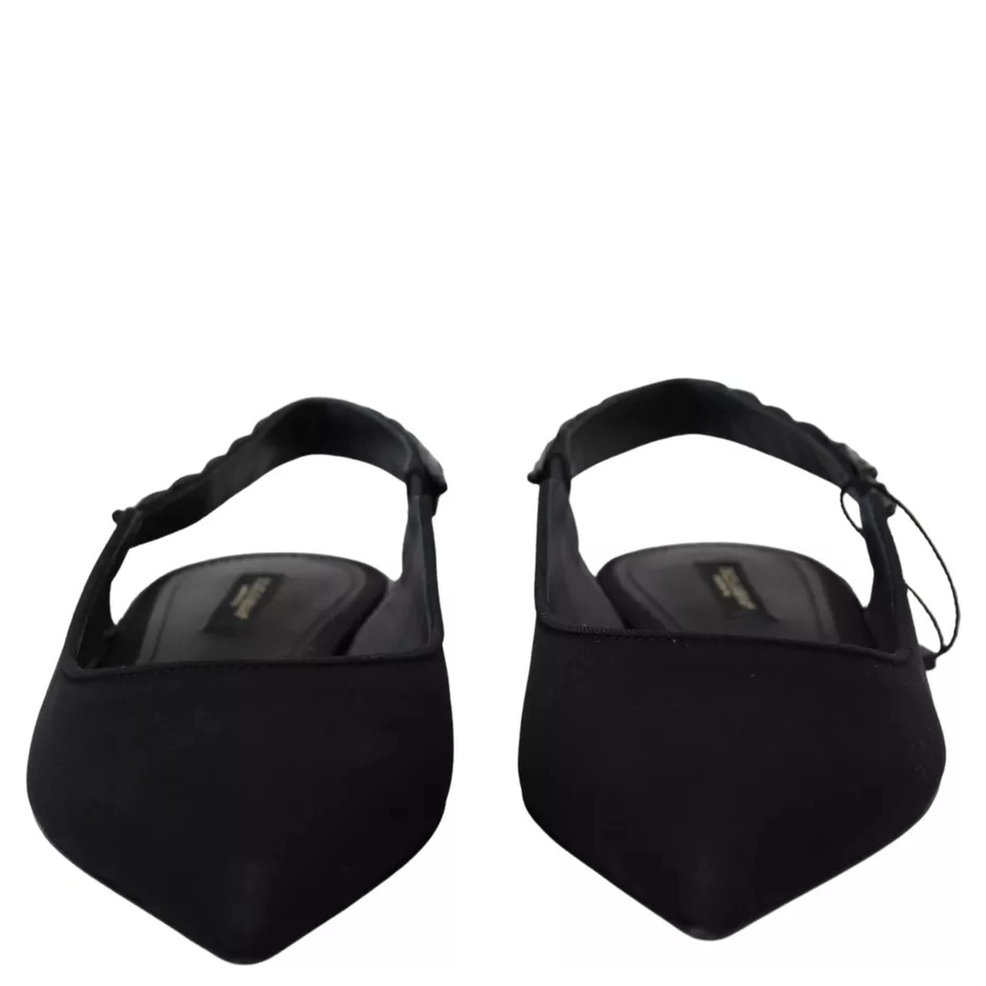 Black Flats Crystal Slingback Charmeuse Shoes