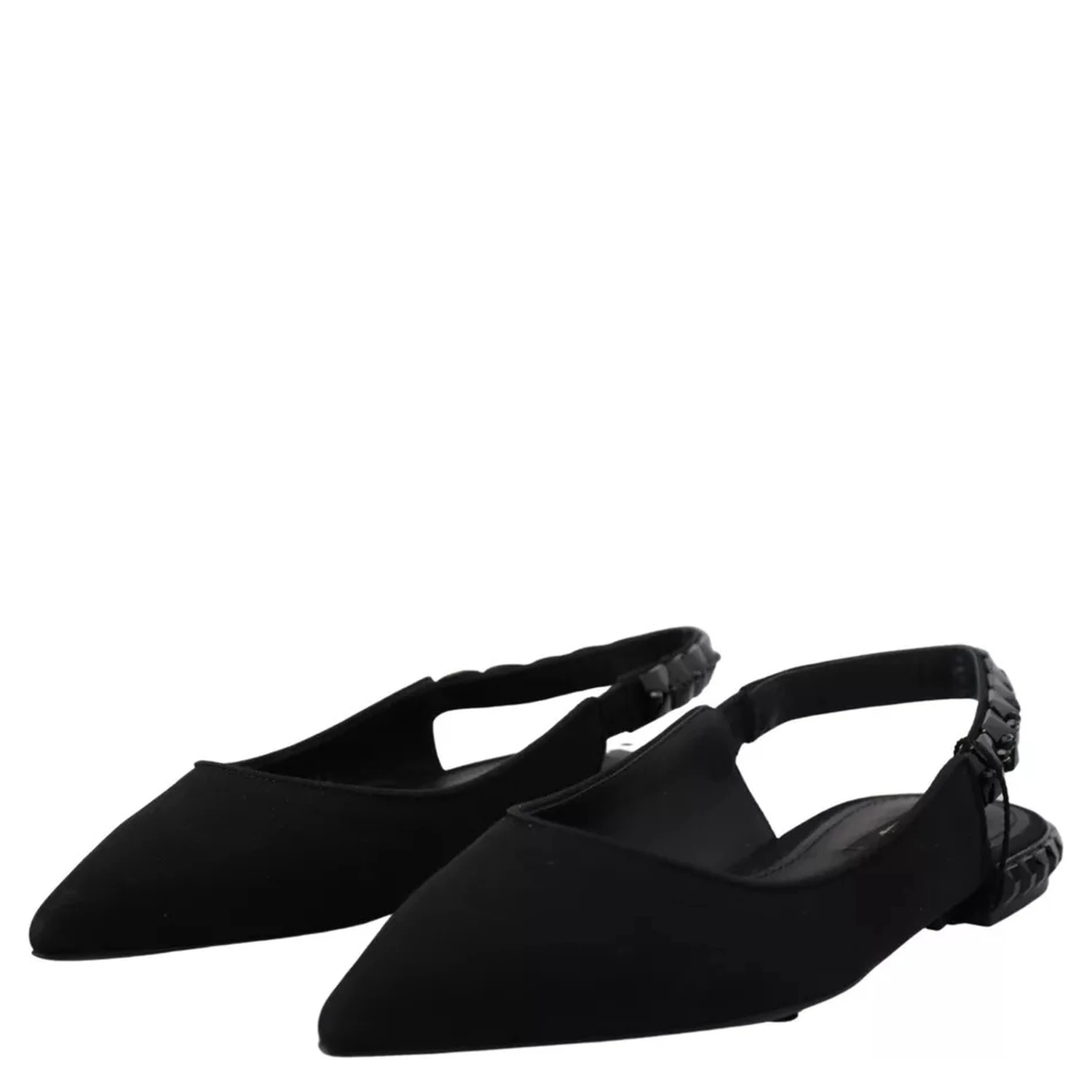 Black Flats Crystal Slingback Charmeuse Shoes