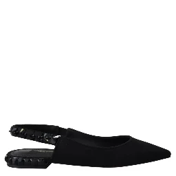 Black Flats Crystal Slingback Charmeuse Shoes