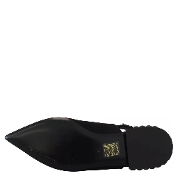 Black Flats Crystal Slingback Charmeuse Shoes