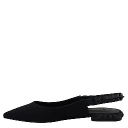 Black Flats Crystal Slingback Charmeuse Shoes