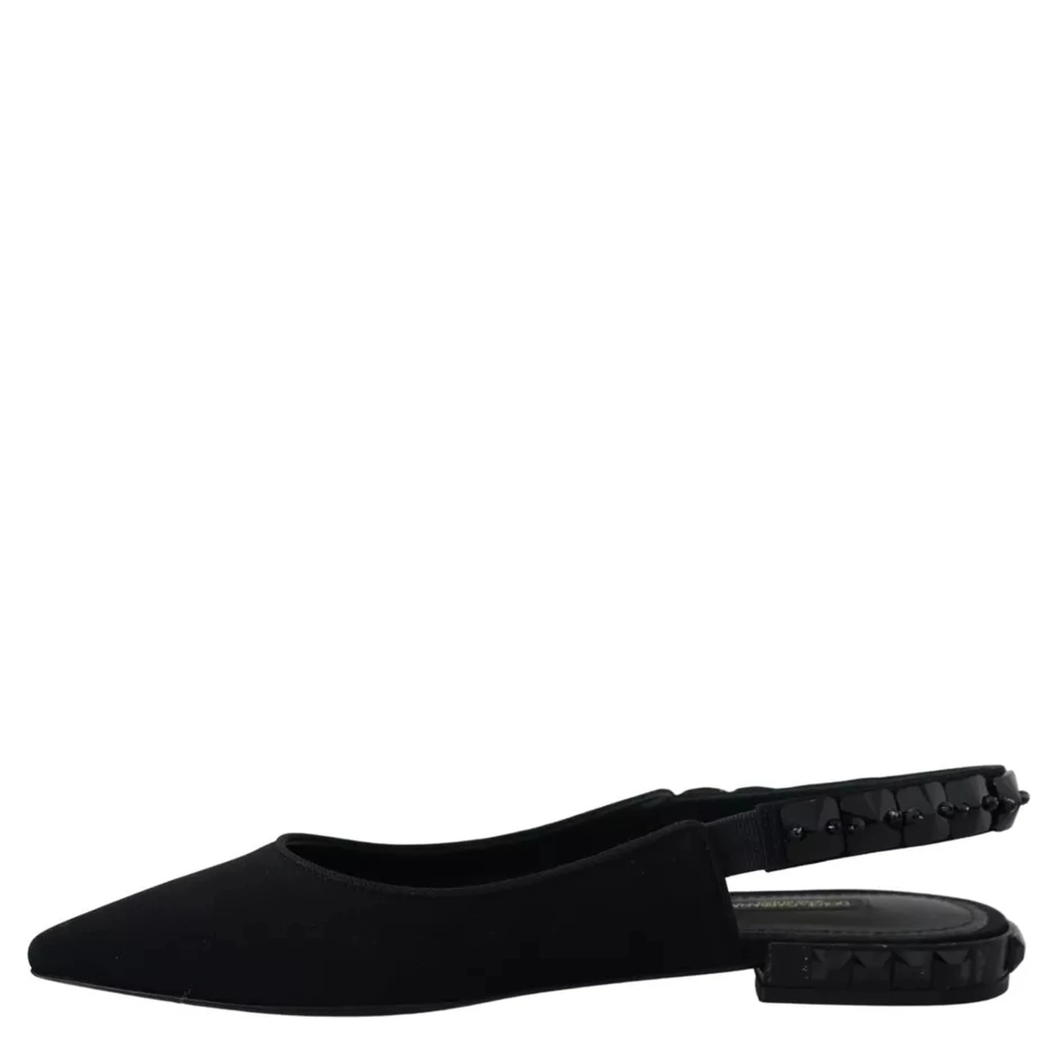 Black Flats Crystal Slingback Charmeuse Shoes