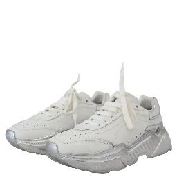 White Silver Leather Daymaster Women Sneakers Shoes