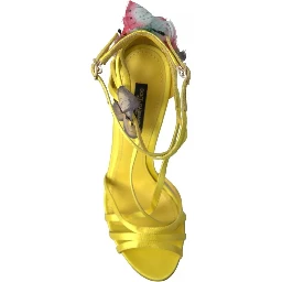 Yellow Butterfly Applique Sandals Shoes