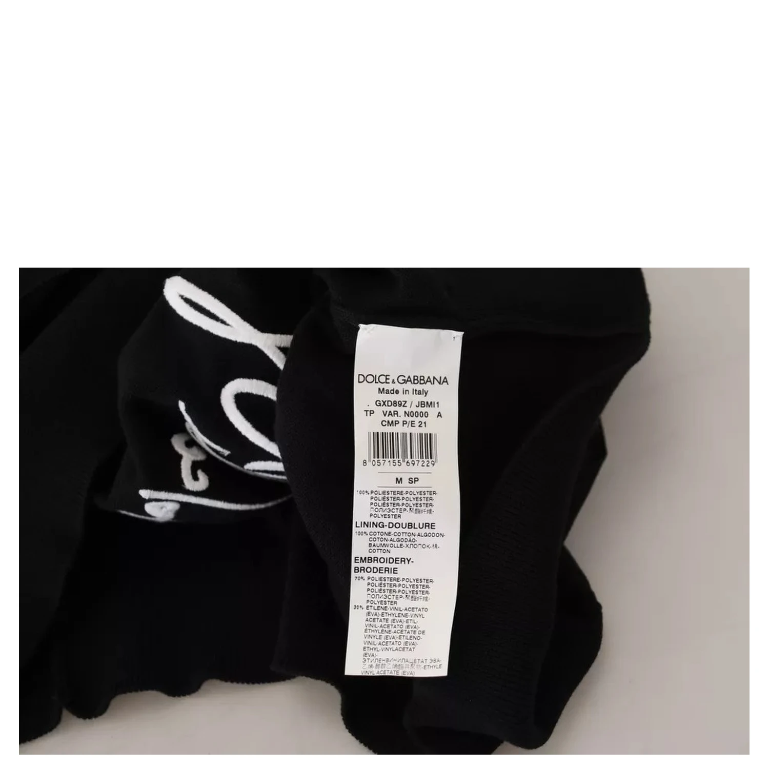 Black Polyester Crewneck Men Pullover Sweater