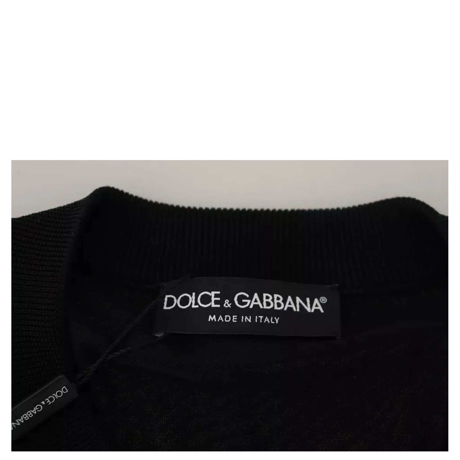 Black Polyester Crewneck Men Pullover Sweater
