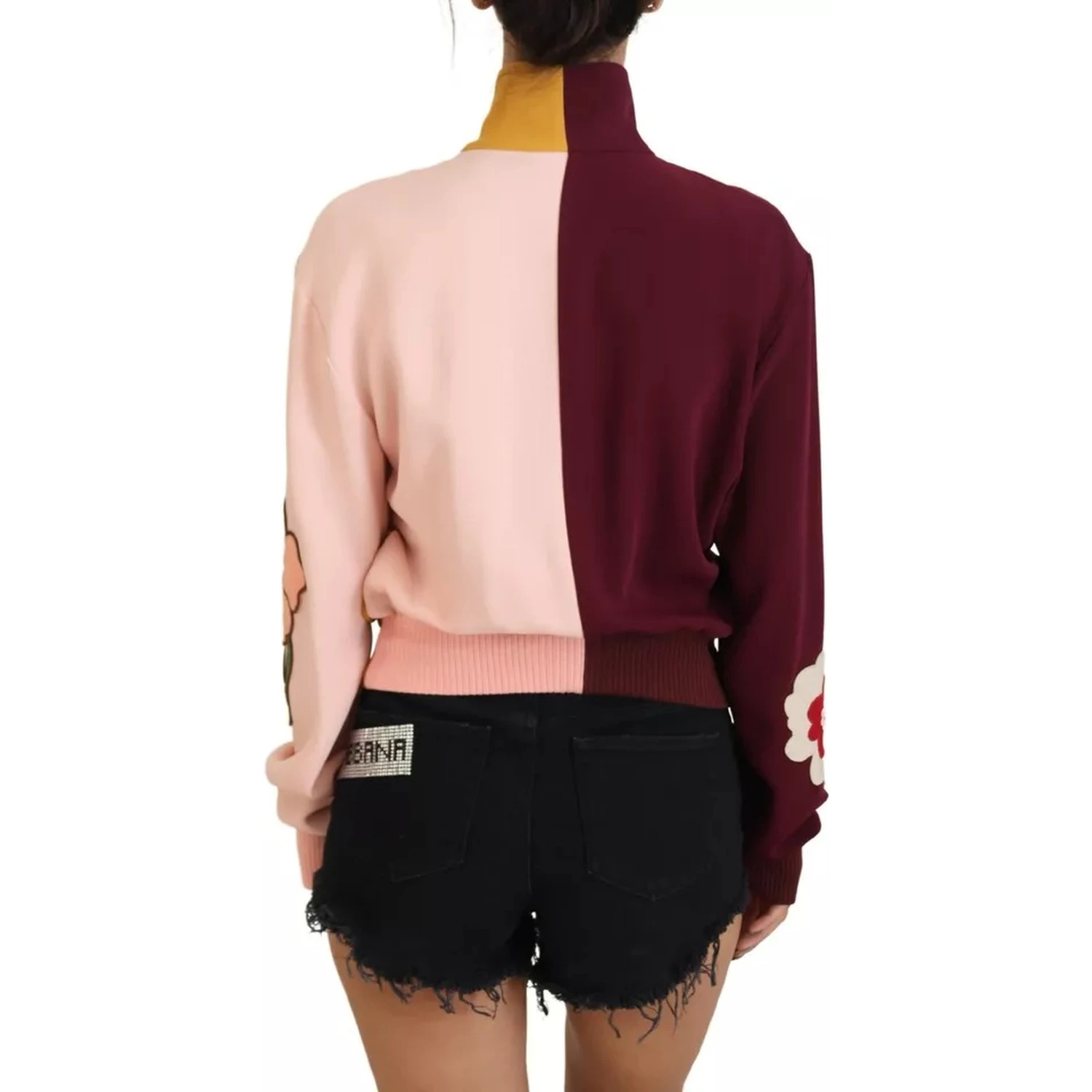 Multicolor Floral Viscose Full Zip Sweater