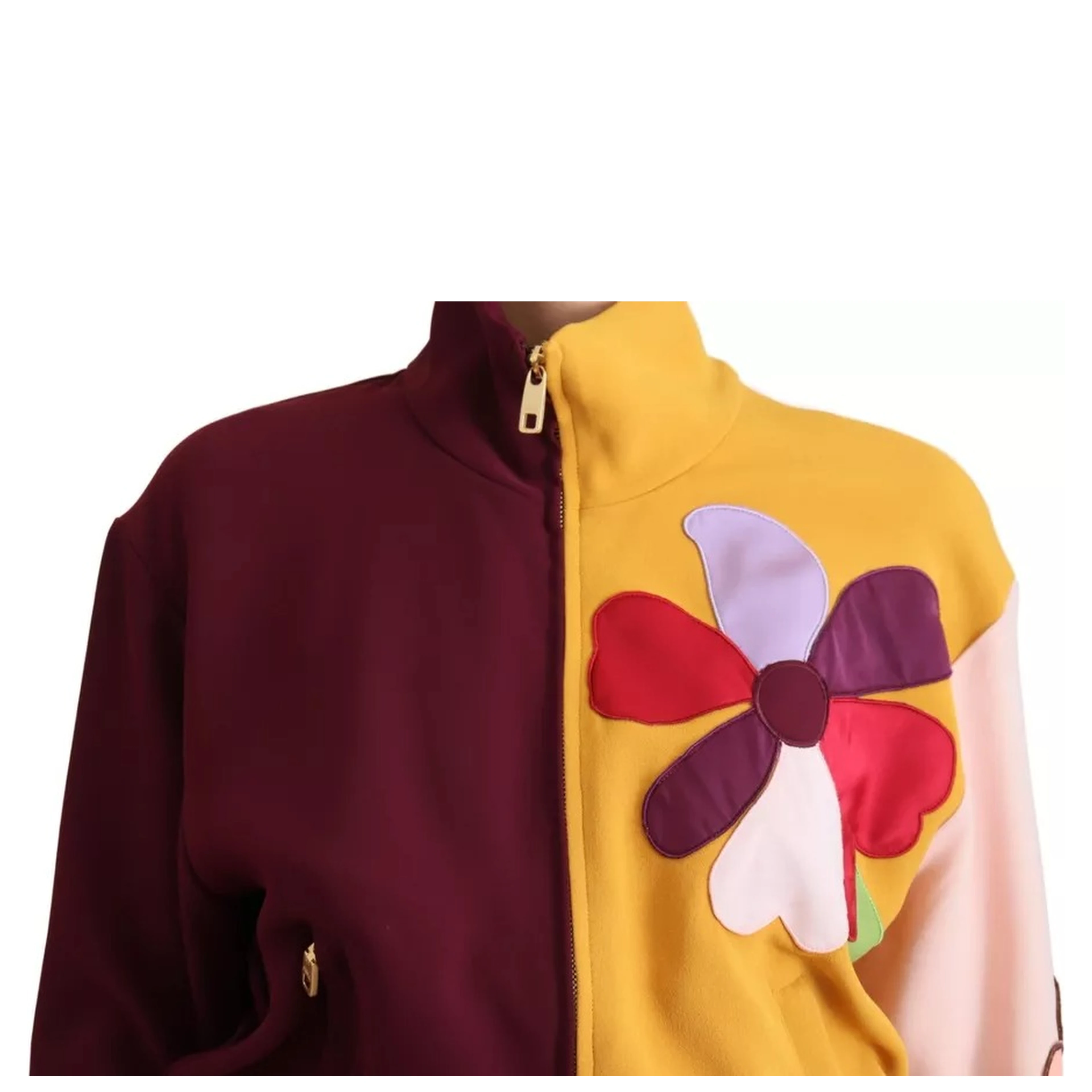 Multicolor Floral Viscose Full Zip Sweater
