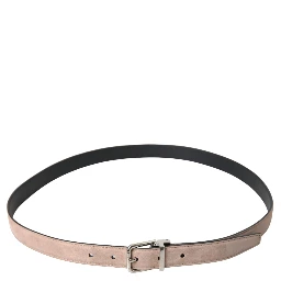Beige Suede Leather Silver Buckle Belt Men