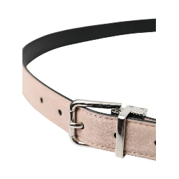 Beige Suede Leather Silver Buckle Belt Men